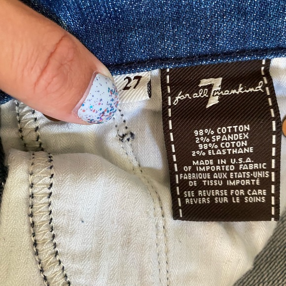 😎7 For All Mankind Crop Straight Leg Cuffed Jeans low rise - Picture 6 of 6
